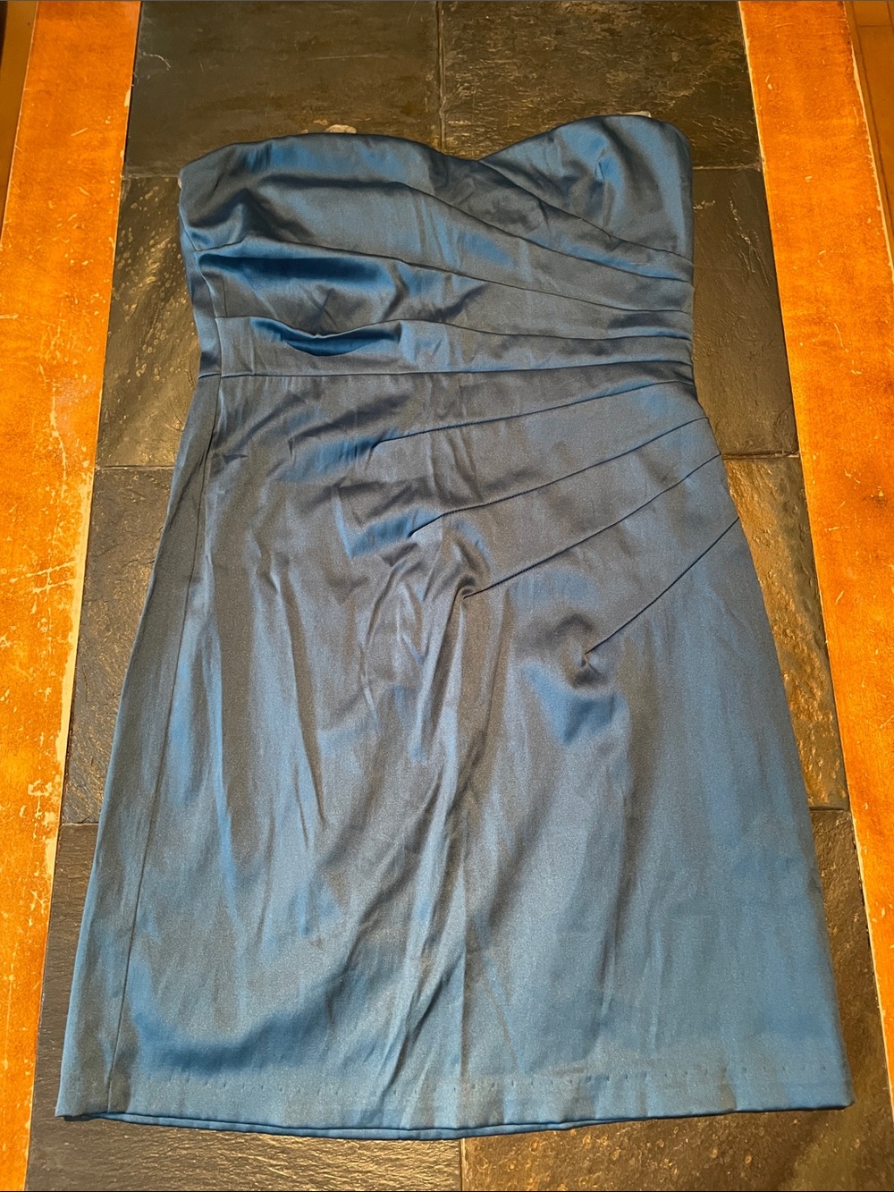 Mystic Strapless Navy Blue Satin Cocktail Dress